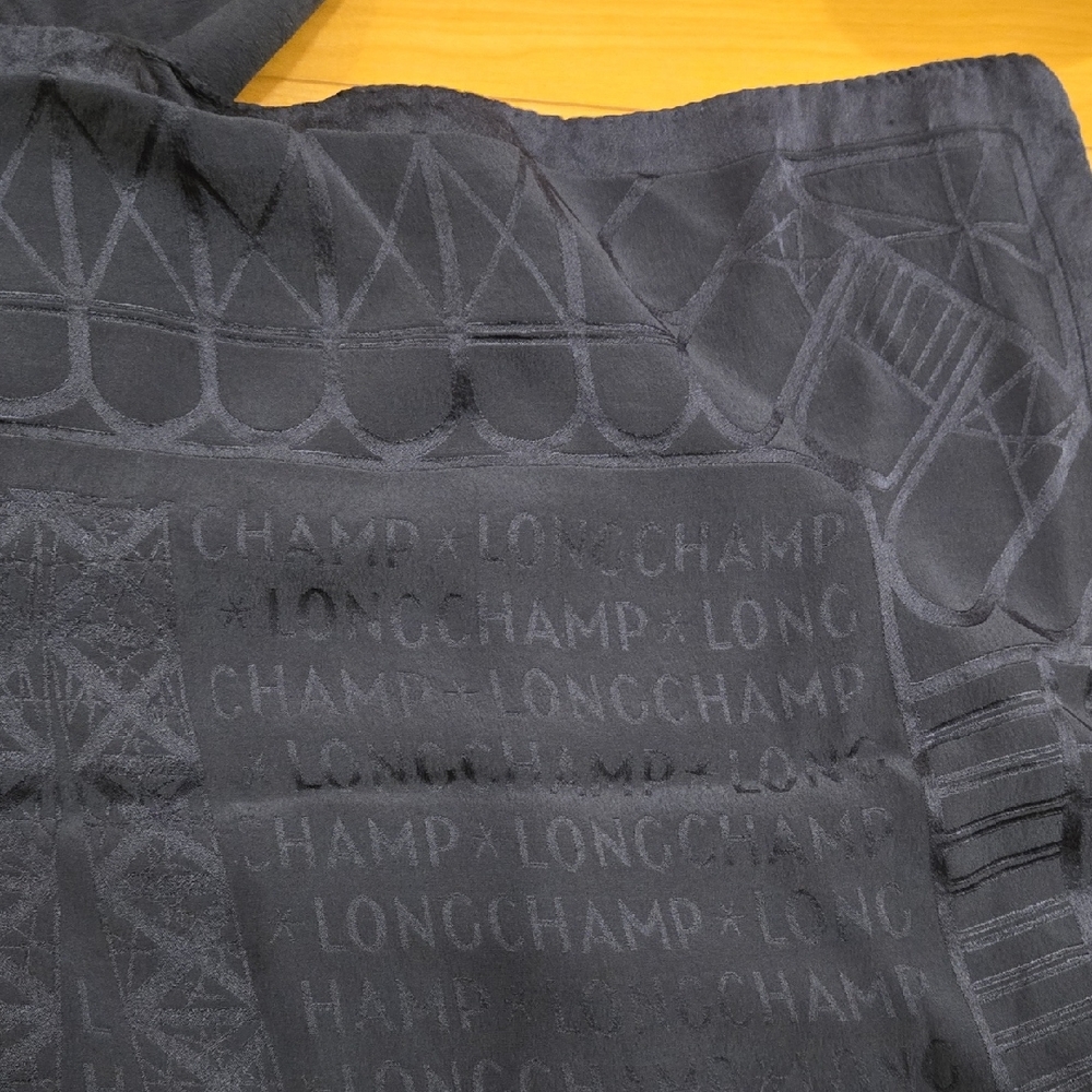 Longchamp Charcoal Patterned Scarf